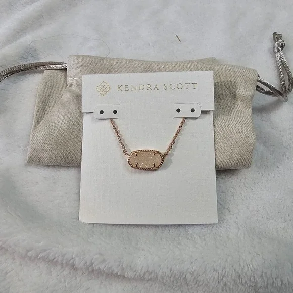 Kendra Scott Elisa Necklace Irisdescent Druzy in Rose Gold Metal - Picture 1 of 6